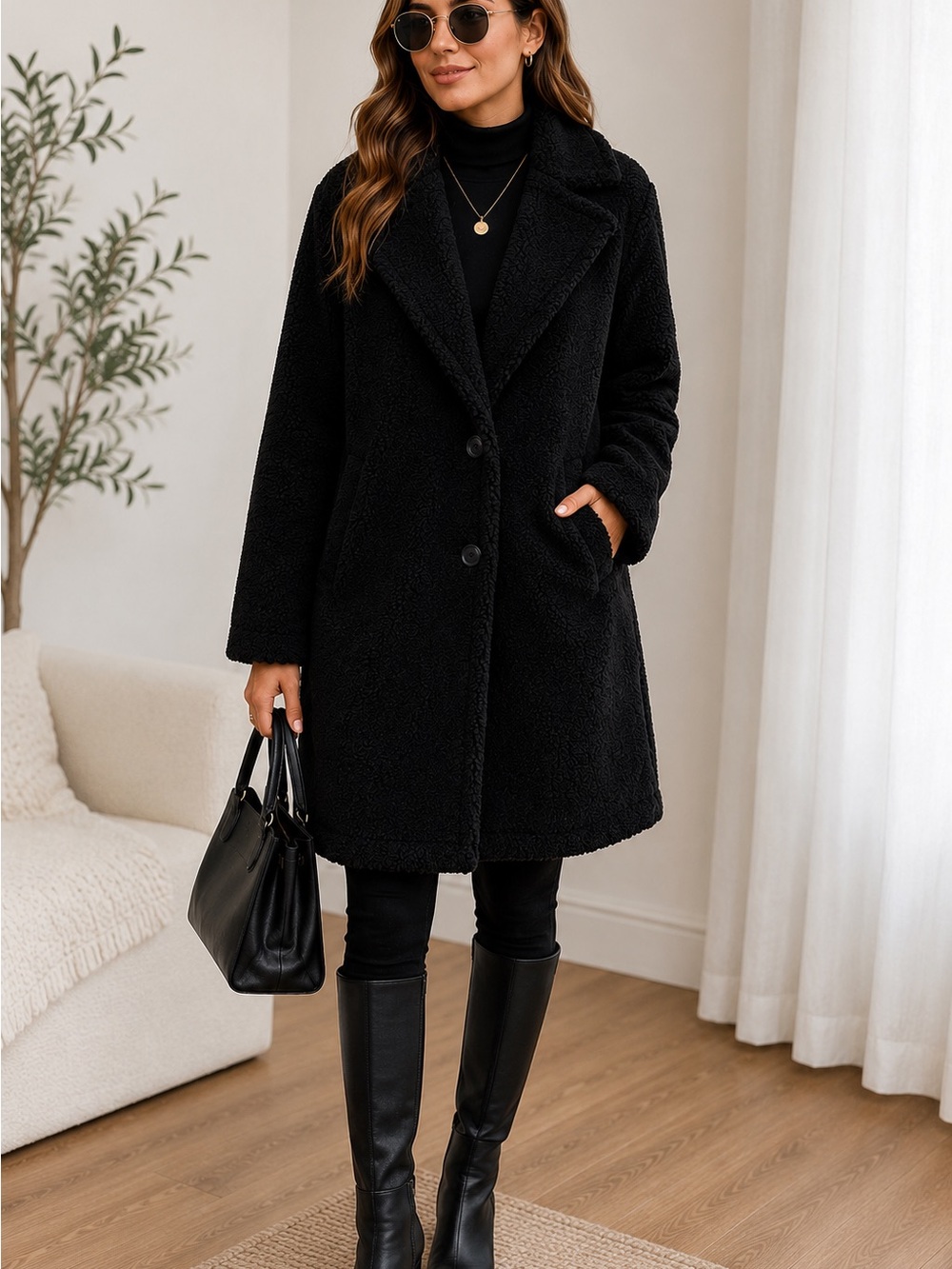 Express Teddy Sherpa Coat – Size Medium